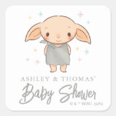 Einfacher Harry Potter - Dobby Baby Shower Quadratischer Aufkleber (Vorderseite)