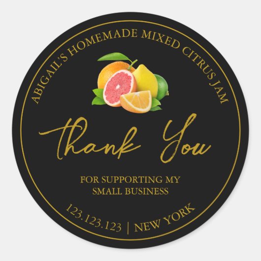 Einfacher hausgemachter Mixed Citrus Jam Danke Lab Runder Aufkleber (Vorderseite)