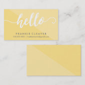 EINFACHER HELLO SCRIPT handgezeichnet, gelb grau Visitenkarte (Vorne/Hinten)