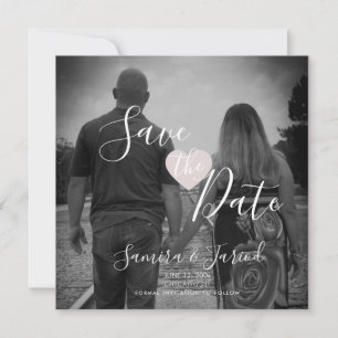 Einfacher Herz-Rosa-Foto-Save-the-Date-Magnet