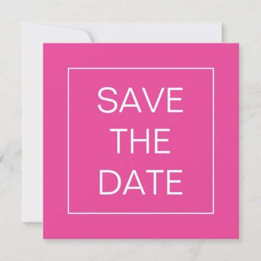 Einfacher Hot-Pink-Line-Grenzübergang Hochzeitspla Save The Date (Vorderseite)