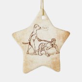 "Einfacher Jungen-" Hundegehender Mann Keramikornament (Rechts)