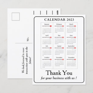 Einfacher Kalender 2023 Benutzerdefinierter Geschä Postkarte