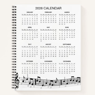 Einfacher Kalender 2026 mit Noten Notizblock
