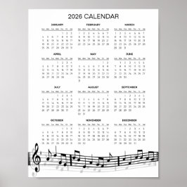 Einfacher Kalender 2026 mit Noten | Poster