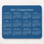 Einfacher Kalender 2027 Firmenname Blau Mousepad (Vorne)