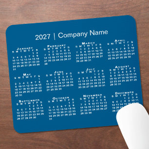 Einfacher Kalender 2027 Firmenname Blau Mousepad