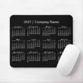 Einfacher Kalender 2027 Firmenname Schwarz Mousepad (Mit Mouse)