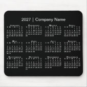 Einfacher Kalender 2027 Firmenname Schwarz Mousepad (Vorne)