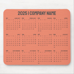 Einfacher Kalender Firmenname 2025   Beliebiger Hi Mousepad