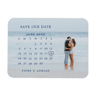 Einfacher Kalender Foto Hochzeit Termin vormerken Magnet