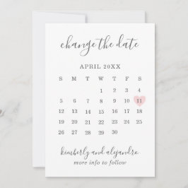 Einfacher Kalender Rosa Herz Hochzeit Datum ändern Ankündigung