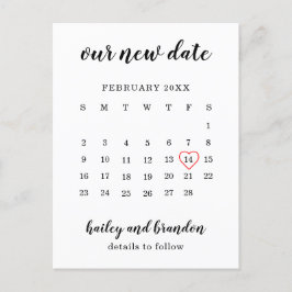 Einfacher Kalender Rotes Herz Hochzeit Datum änder Ankündigungspostkarte