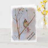 EINFACHER KARDINAL IN EINER BAUMUSTERKARTE KARTE (Gelbe Blume)