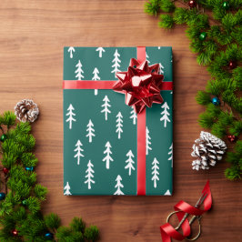 Einfacher Kiefernwald im Smaragdgrün im Winter Geschenkpapier