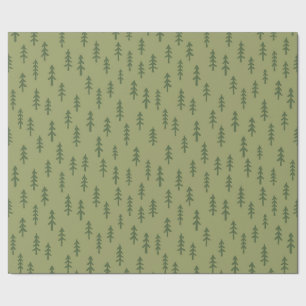 Einfacher Kiefernwald im Winter in Fern-Sage-Grün Geschenkpapier