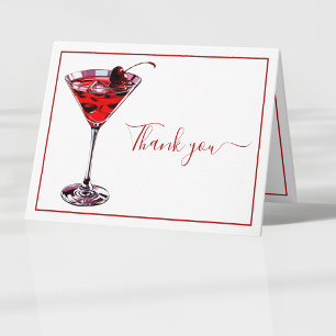 Einfacher Kirsch-Cocktail-Martini Dankeskarte