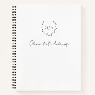 Einfacher klassischer Monogramm-Kranz Elegant Notizblock