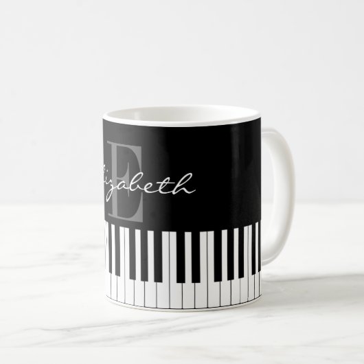 Einfacher Klavier-Monogramm-Entwurf Kaffeetasse (VorderseiteRechts)