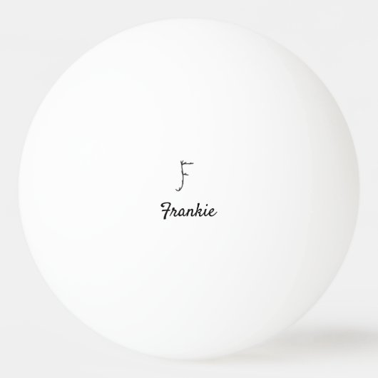 Einfacher kleiner schwarzer Monogramm-Buchstabe F  Tischtennisball (Vorderseite)