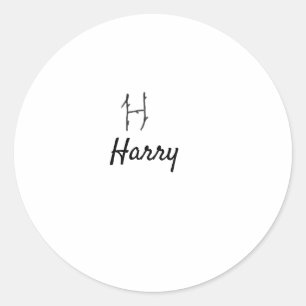 Einfacher kleiner schwarzer Monogramm-Buchstabe H Runder Aufkleber