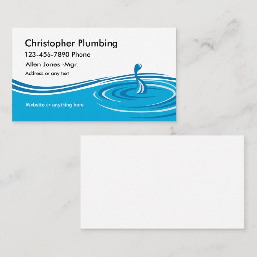 Einfacher Klempner Visitenkarte (Vorne/Hinten)