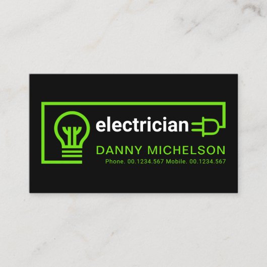Einfacher, kreativer, grüner Stromkreis Visitenkarte (Vorderseite)