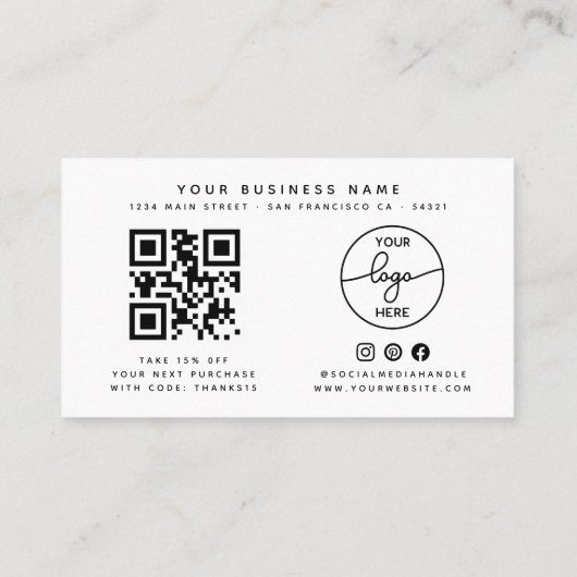 Einfacher Kundendank Retro Script Qr Code Visitenkarte (Rückseite)