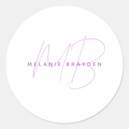 Einfacher Lavendel Minimalistischer Name für zwei  Runder Aufkleber