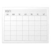 Einfacher leerer monatlicher Kalender-Gitter-Plane Notizblock (Vorderseite)