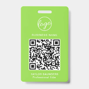 Einfacher Limettengrüner QR-Code-Mitarbeiterauswei Ausweis