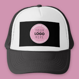 Einfacher Logo-Ersatz & bearbeitbarer Text Rosa/ Truckerkappe