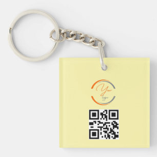 Einfacher Logo-QR-Code Business Hellgelb Schlüsselanhänger