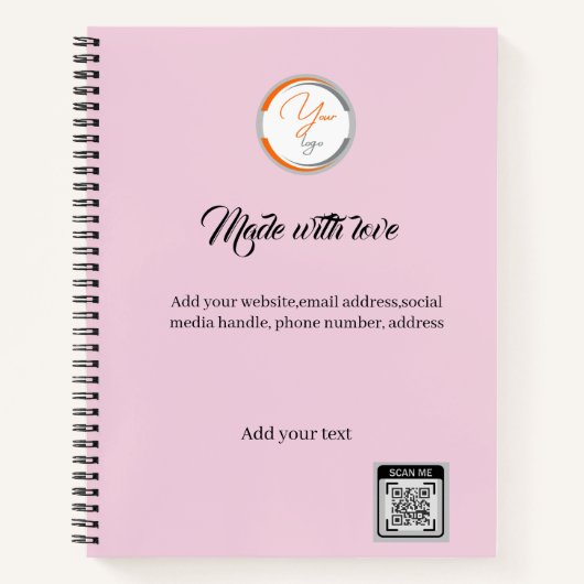 Einfacher Logo-QR-Code Business Pink Notizblock (Vorderseite)
