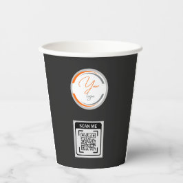 Einfacher Logo-QR-Code Business Schwarz Pappbecher