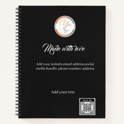Einfacher Logo-QR-Code Business weiß Notizblock (Vorderseite)