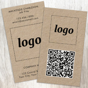 Einfacher Logo-Text-QR-Code im vertikalen Format Visitenkarte