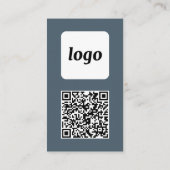 Einfacher Logo-Text-QR-Code Vertikal Anthrazitgrau Visitenkarte (Rückseite)