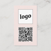 Einfacher Logo-Text-QR-Code Vertikal Blush-Pink Visitenkarte (Rückseite)