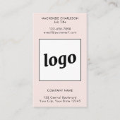 Einfacher Logo-Text-QR-Code Vertikal Blush-Pink Visitenkarte (Vorderseite)