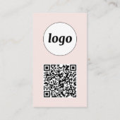 Einfacher Logo-Text-QR-Code Vertikal Blush-Pink Visitenkarte (Rückseite)