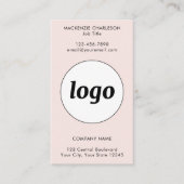 Einfacher Logo-Text-QR-Code Vertikal Blush-Pink Visitenkarte (Vorderseite)