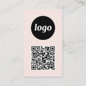 Einfacher Logo-Text-QR-Code Vertikal Rosé Visitenkarte (Rückseite)