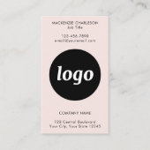 Einfacher Logo-Text-QR-Code Vertikal Rosé Visitenkarte (Vorderseite)