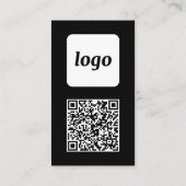 Einfacher Logo-Text-QR-Code Vertikal Schwarz Visitenkarte (Rückseite)