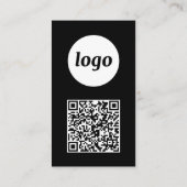 Einfacher Logo-Text-QR-Code Vertikal Schwarz Visitenkarte (Rückseite)