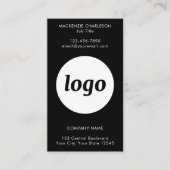 Einfacher Logo-Text-QR-Code Vertikal Schwarz Visitenkarte (Vorderseite)