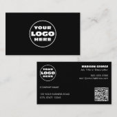 Einfacher Logo-Text und QR-Code Schwarz Visitenkarte (Vorne/Hinten)