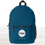 Einfacher Logo-Text Werbeaktion Aquamarin grün Bedruckter Rucksack<br><div class="desc">Fügen Sie Ihr eigenes Logo und Textauswahl zu diesem Design hinzu. Entfernen Sie den Text,  wenn Sie es vorziehen. Minimalistisch und beruflich. Ideal für ein Werbeprodukt für Ihre Kunden und Kunden. Weitere Versionen finden Sie in der Auflistung.</div>