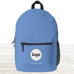 Einfacher Logo Text Werbeaktion Blue Bedruckter Rucksack<br><div class="desc">Fügen Sie Ihr eigenes Logo und Textauswahl zu diesem Design hinzu. Entfernen Sie den Text,  wenn Sie es vorziehen. Minimalistisch und beruflich. Ideal für ein Werbeprodukt für Ihre Kunden und Kunden. Weitere Versionen finden Sie in der Auflistung.</div>